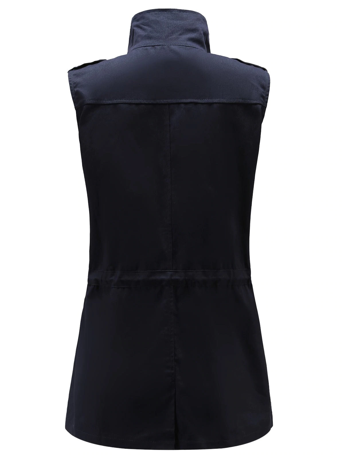 Plus Size Stand Up Collar Front Pockets Vest