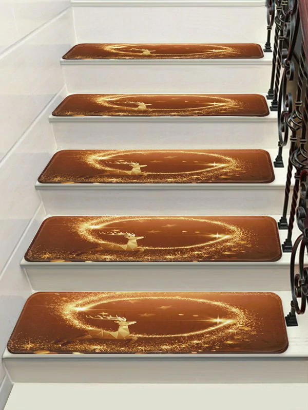 Sparkle Christmas Deer Print Stair Rugs