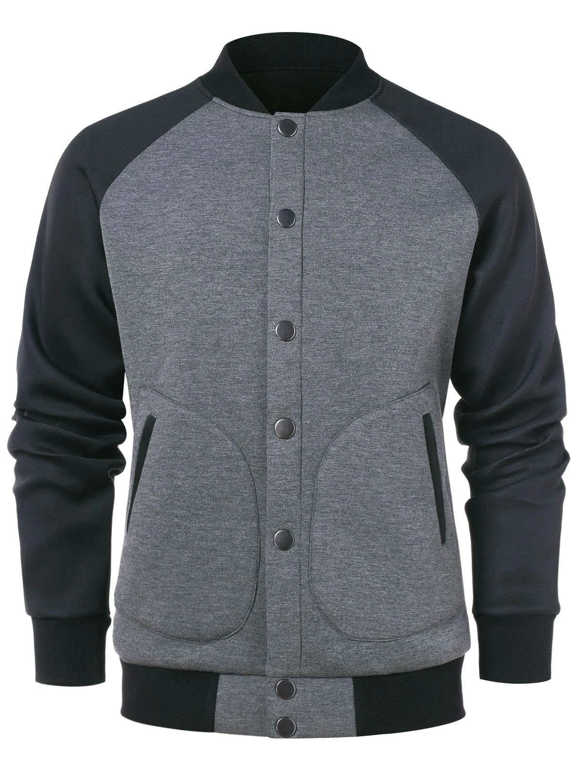 Raglan Sleeve Contrast Color Baseball Jacket