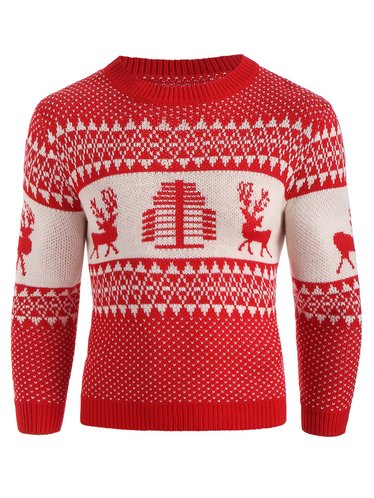 Christmas Deer Print Crew Neck Sweater