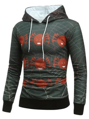 Halloween Spider Web Drawstring Hoodie