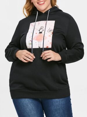 Plus Size Pullover Graphic Longline Hoodie