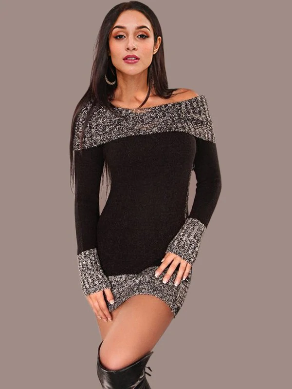 Hit Color Tunic Knitted Dress