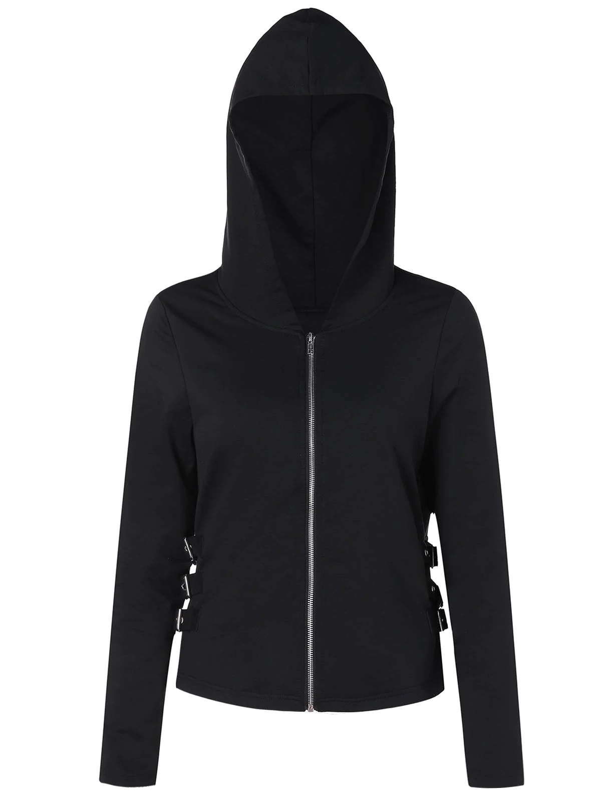 Cut Out Back Zipper Hoodie