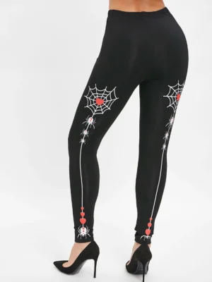 High Waist Spider Web Print Halloween Leggings