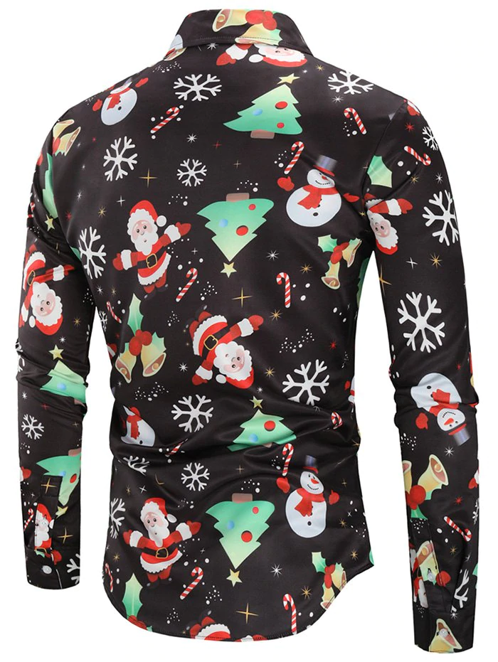 Snowflakes Santa Candy Printed Christmas Shirt