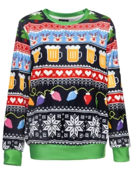 Merry Christmas Sweatshirt Unisex Funny Round Neck Long Sleeve S