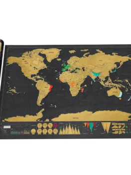 Large World Black Luxury Edition Scratch Map Paper Travel Footpr