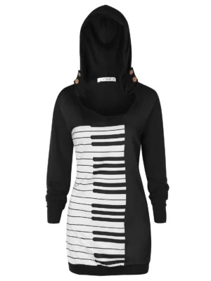 Plus Size Musical Notes Pullover Hoodie