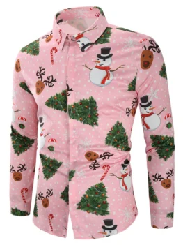 Christmas Snowmen Snoeflakes Tree Candy Print Shirt