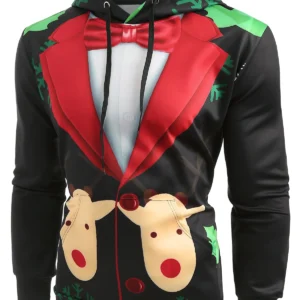 Christmas Faux Suit Print Pullover Hoodie