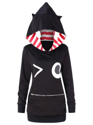 Funny Cartoon Face Pattern Hoodie