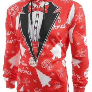 Christmas Baubles Snowflakes Printed Casual Hoodie