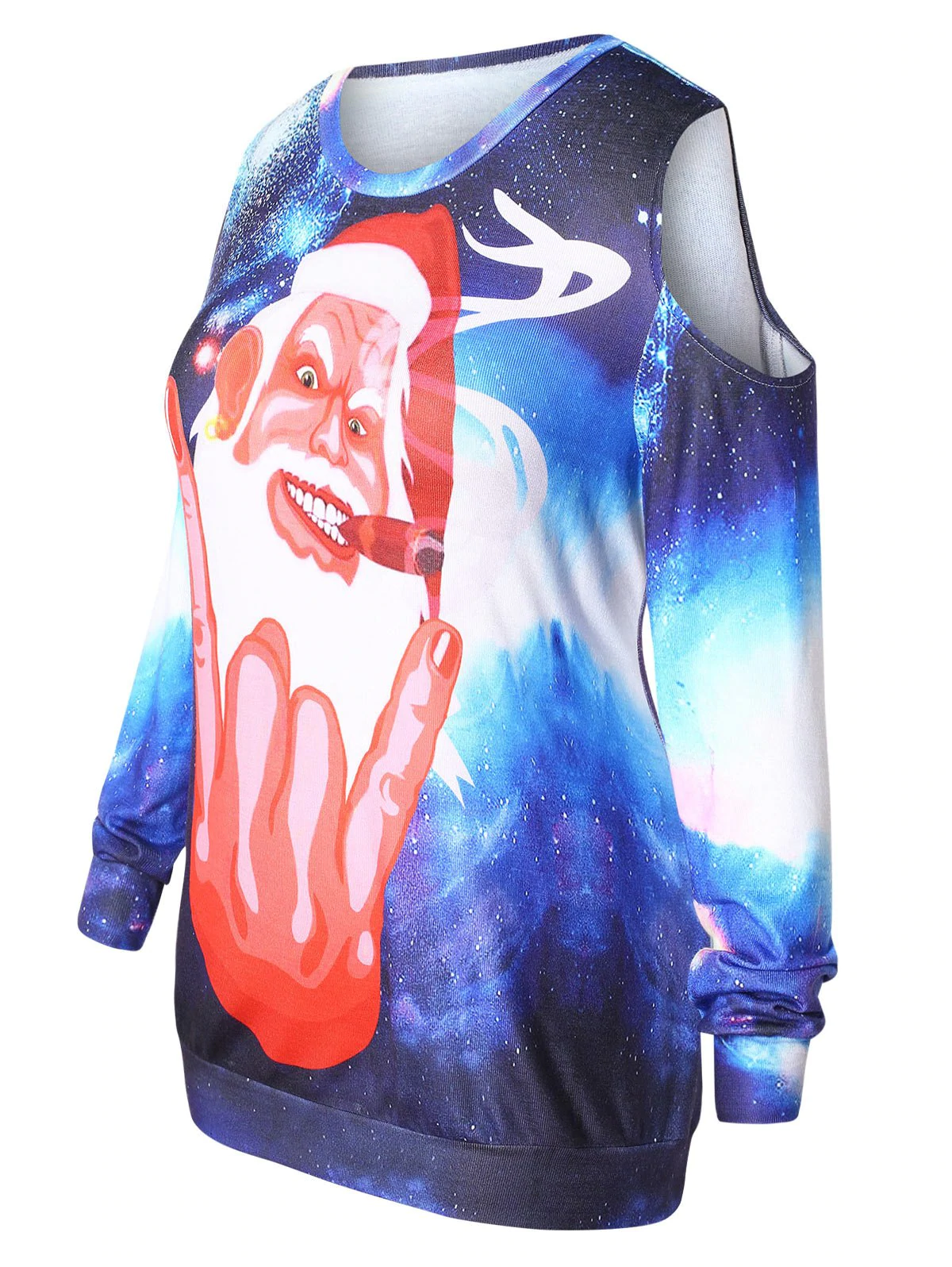 Plus Size Cut Out Galaxy Sweatshirt
