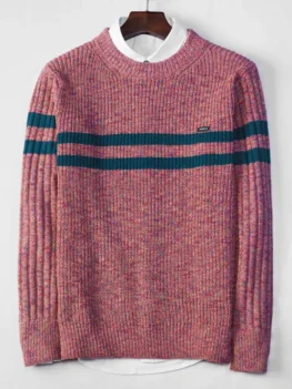 Cross Stripe Contrast Color Pullover Knit Sweater