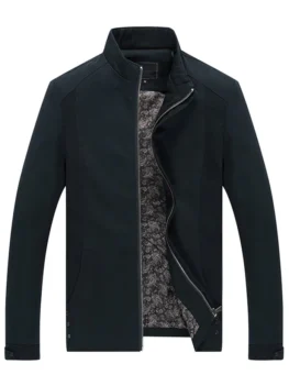 Casual Solid Pouch Pocket Zipper Up Jacket