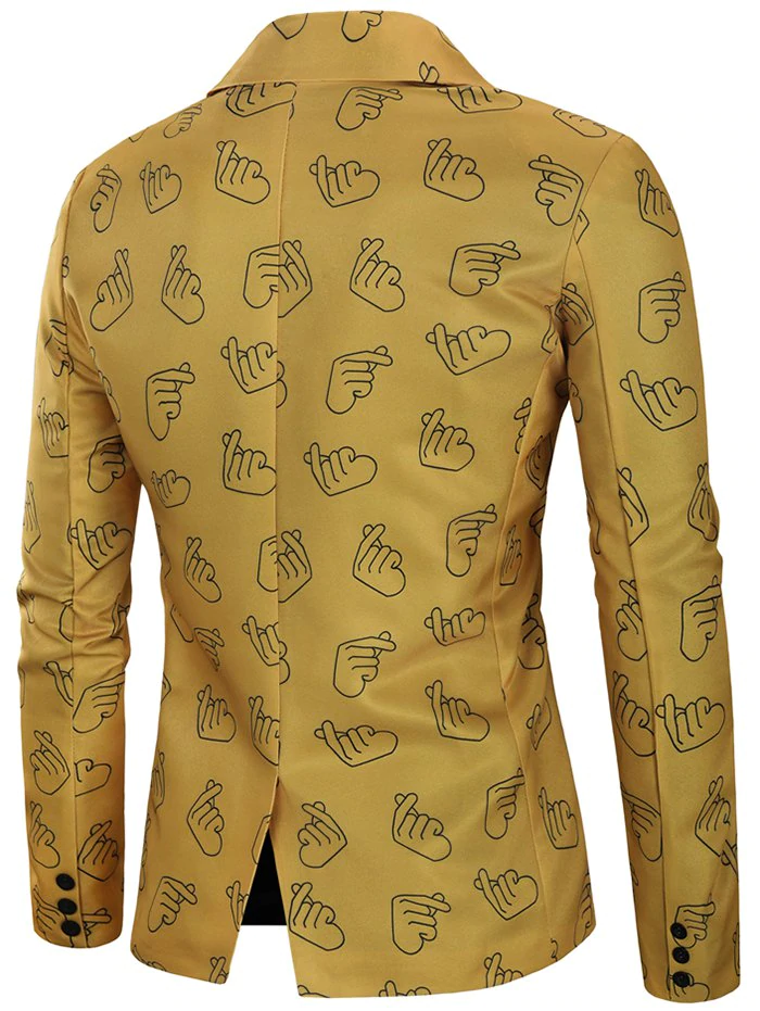 Valentine's Day Finger Heart Print Casual Blazer