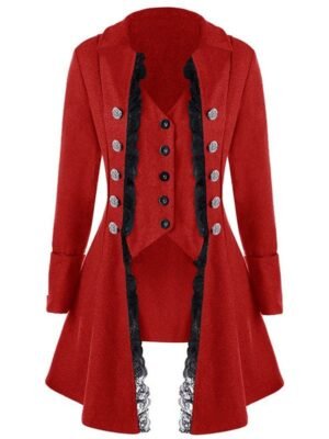 Women Stylish Long Sleeve Button Irregular Coat