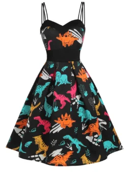 Dinosaur Print Dual Strap Dress