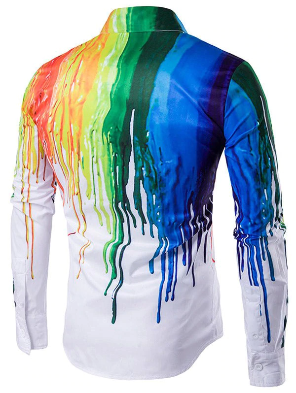 Casual Paint Splatter Long Sleeve Shirt