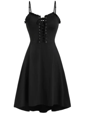 Lace Up Cami Flare Dress