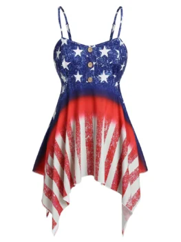Plus Size Handkerchief American Flag Slip Top