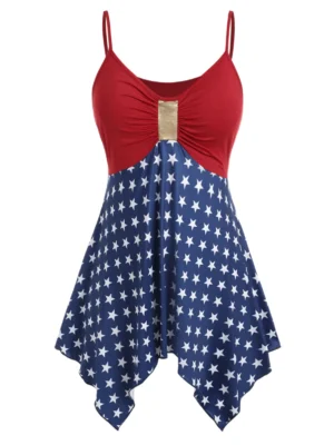 Plus Size Handkerchief American Flag Cami Top