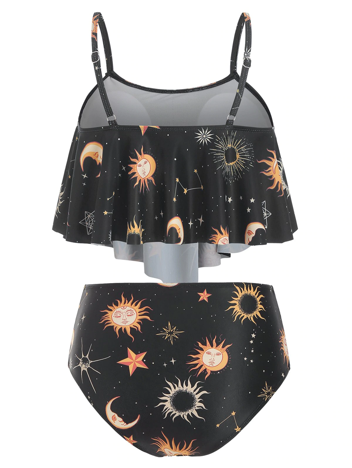 Sun and Moon Printed Overlay Tankini Swimsuit