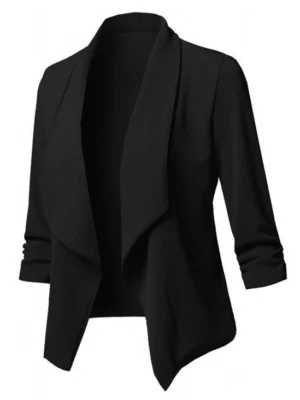 Plus Size Shawl Collar Open Front Blazer