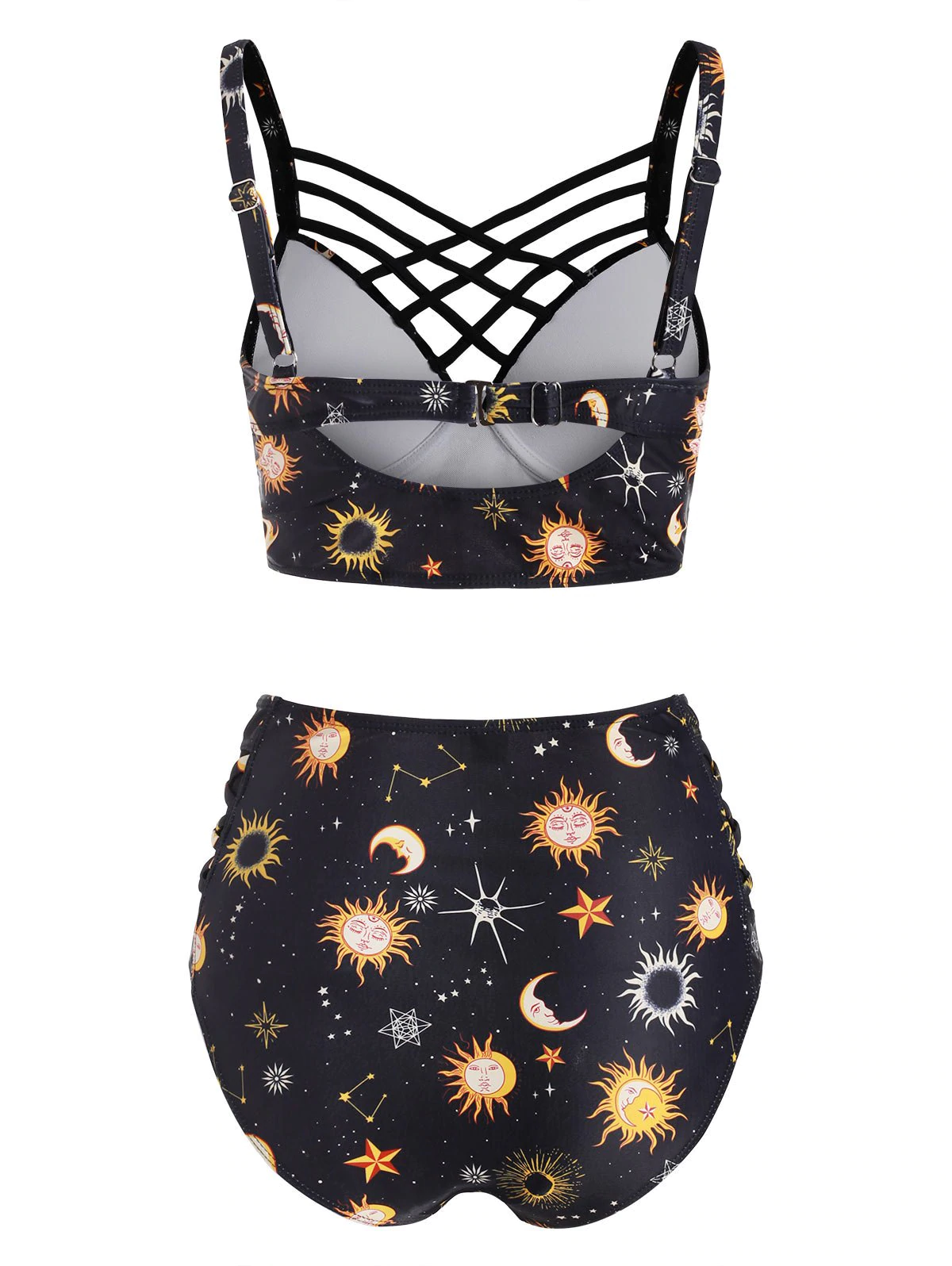 Sun Star Moon Lattice Underwire Tankini Swimsuit