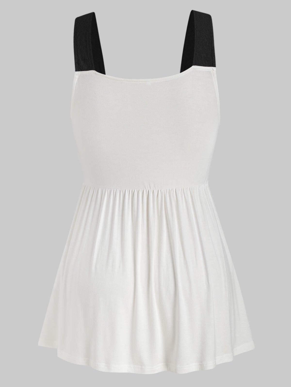 Plus Size Button Plaid Two Tone Sweetheart Neck Tank Top