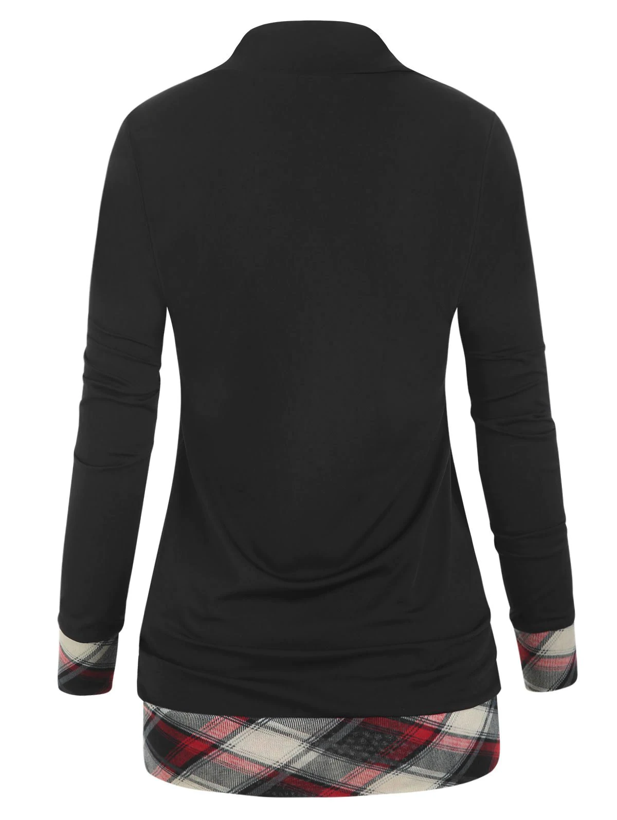 Checked Panel Button Tunic T Shirt