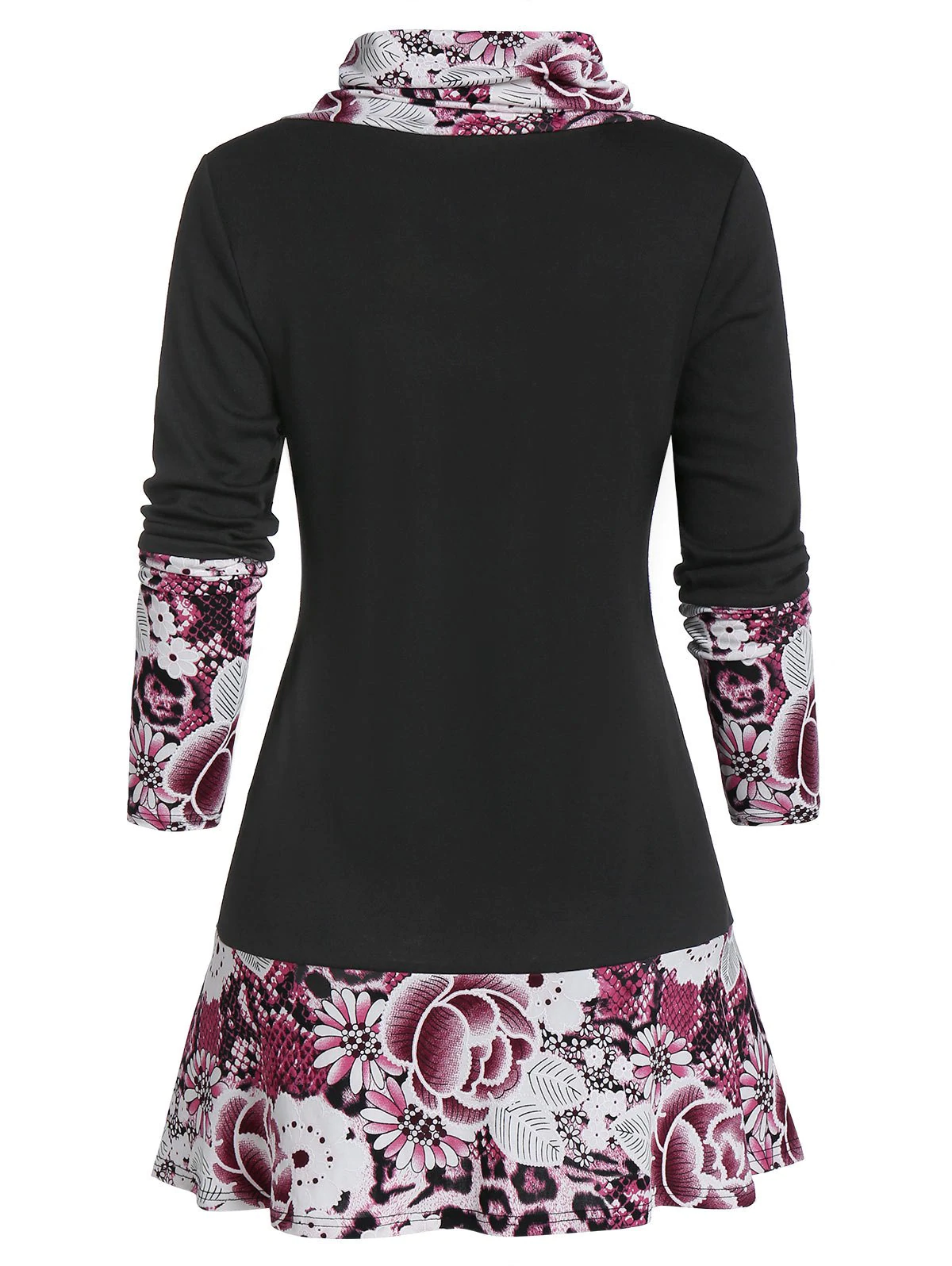 Flower Snakeskin Print A Line Buttoned Long Sleeve Tee