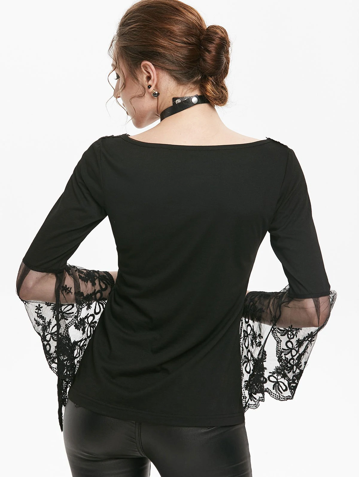 Lace Up Flare Sleeve Sweetheart T-shirt