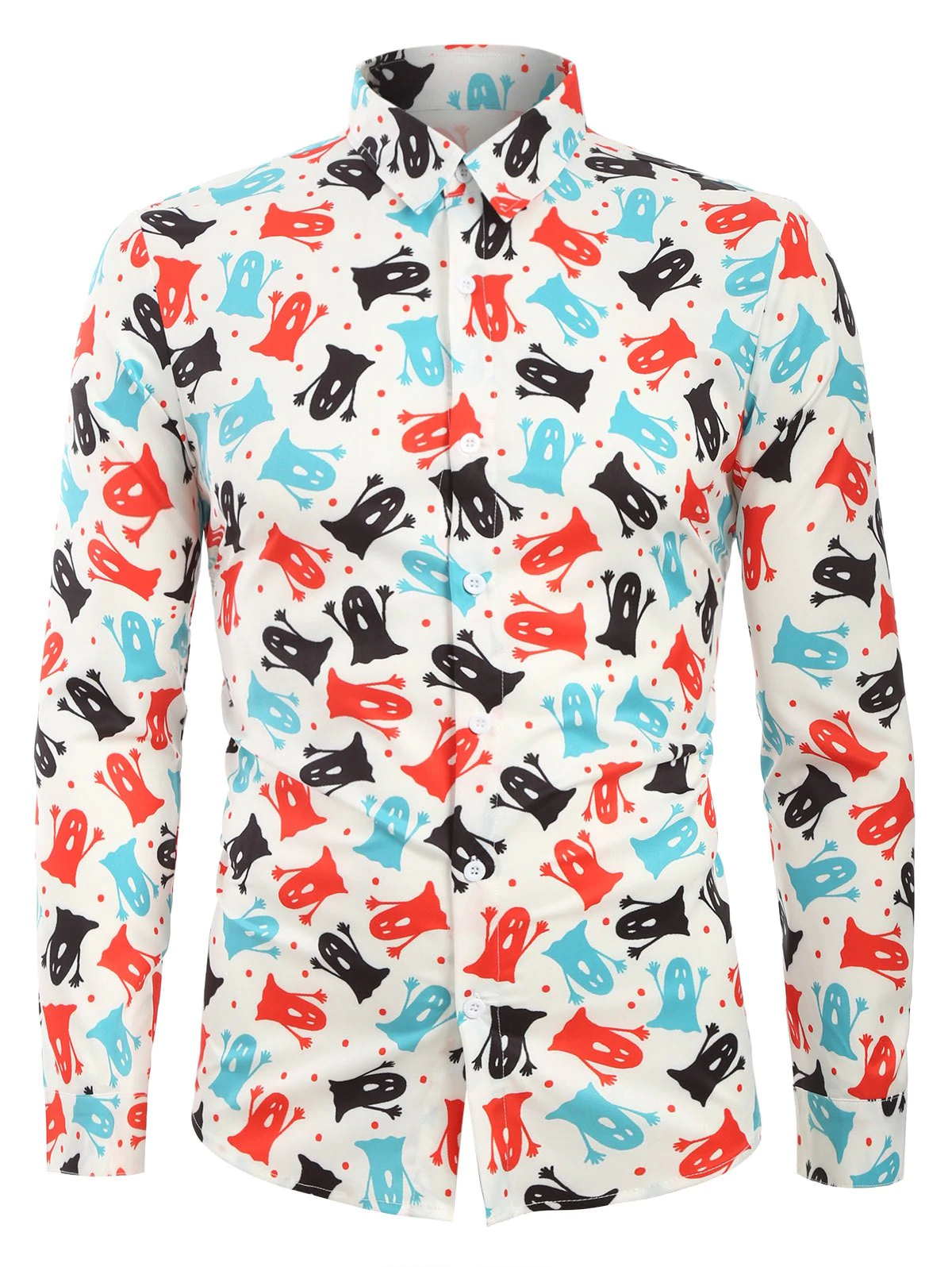 Cartoon Ghost Print Long Sleeves Shirt