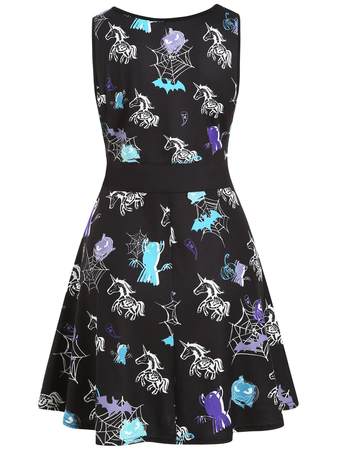 Halloween Unicorn Pumpkin Sleeveless Dress