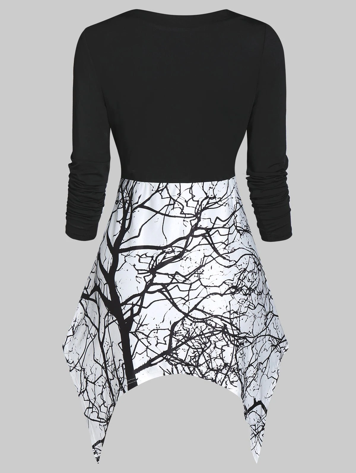 Asymmetrical Printed Long Sleeve Tunic T Shirt