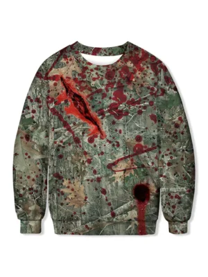 Vintage Bloodstain Leaf Print Halloween Sweatshirt