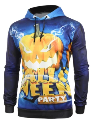 Moon Night Pumpkin Halloween Party Kangaroo Pocket Hoodie