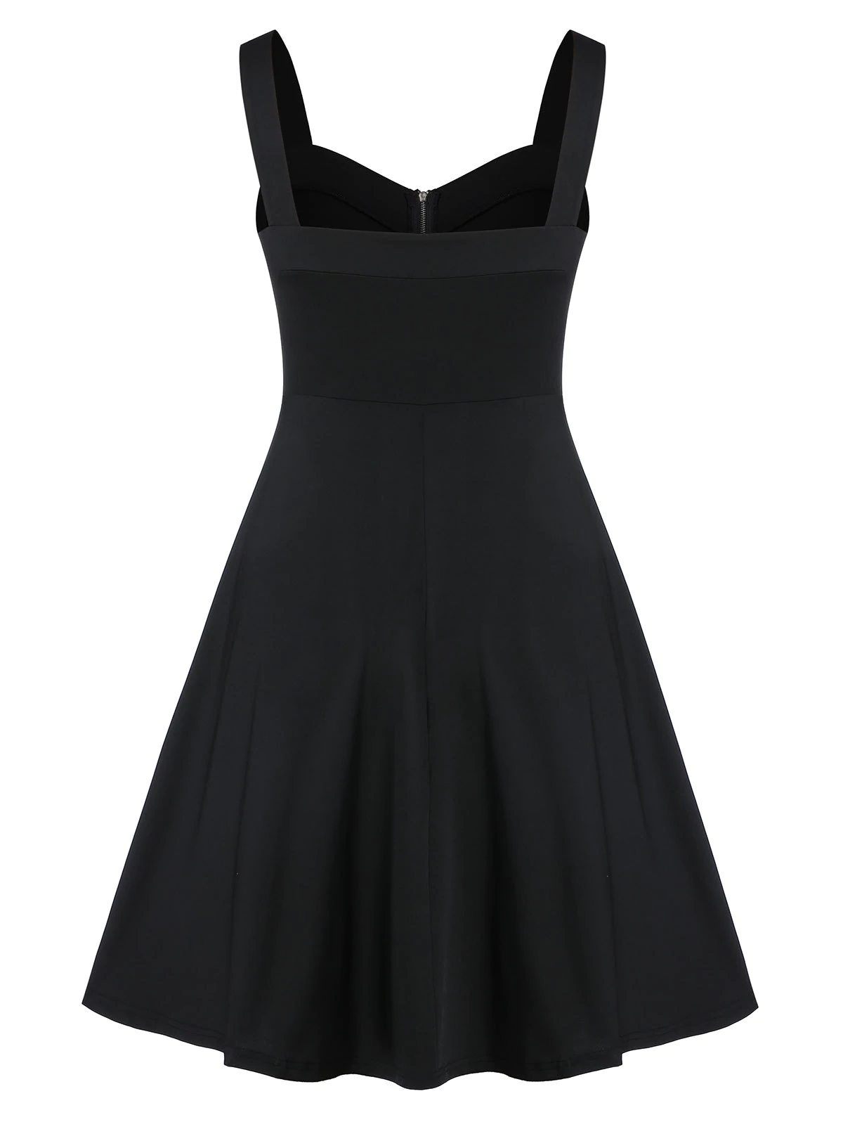 Plus Size Zippered Sweetheart Neck A Line Vintage Dress