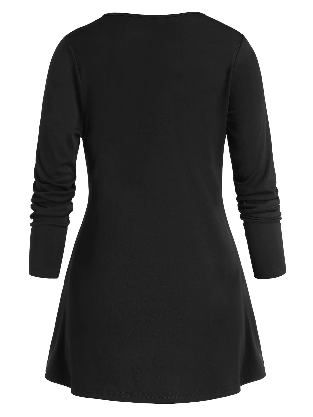 Plus Size Halloween Skull Spider Web Long Sleeve Tee