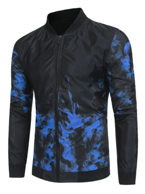 Flame Print Casual Long Sleeves Jacket
