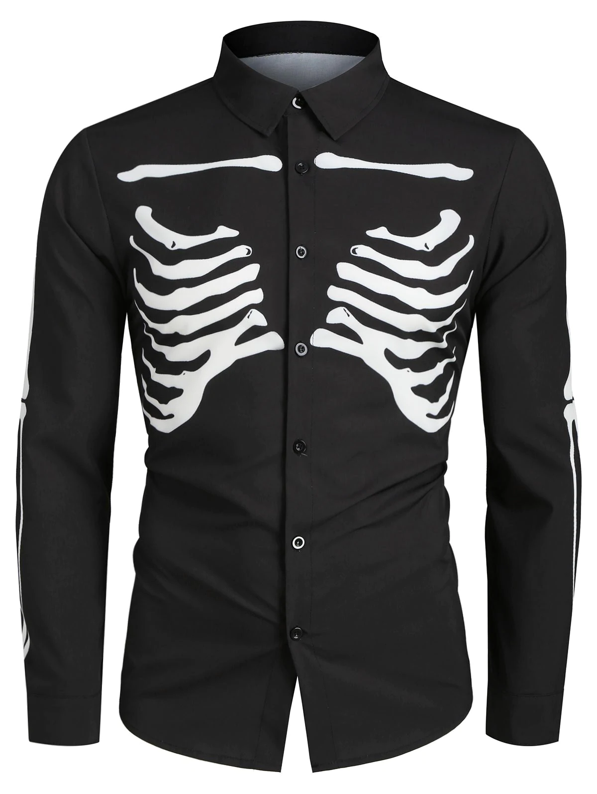 Halloween Skeleton Print Long-sleeved Shirt