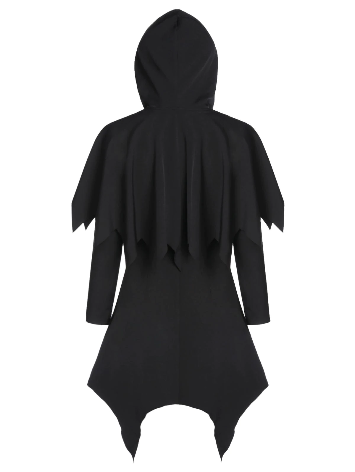 Hooded Zipper Asymmetric Gothic Capelet Handkerchief Coat