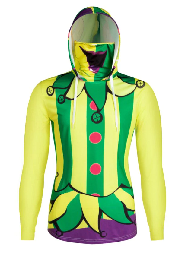 Halloween Pattern Striped Finger Hole Mouth Mask Hoodie