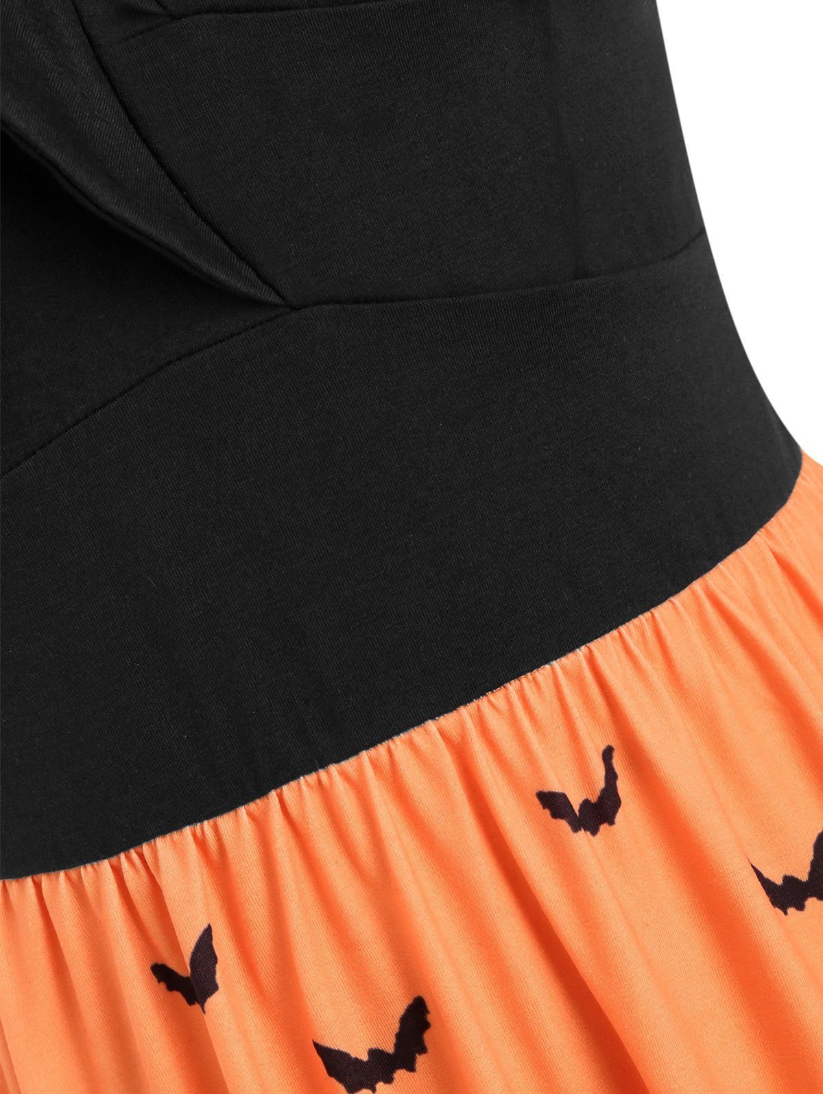 Off Shoulder Pumpkin Bat Flared Halloween Dress Off Shoulder Pumpkin Bat Flared Halloween Dress - Image 3