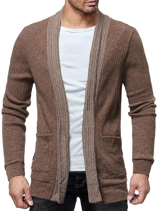 Two Pocket Knitted Open Front Cardigan