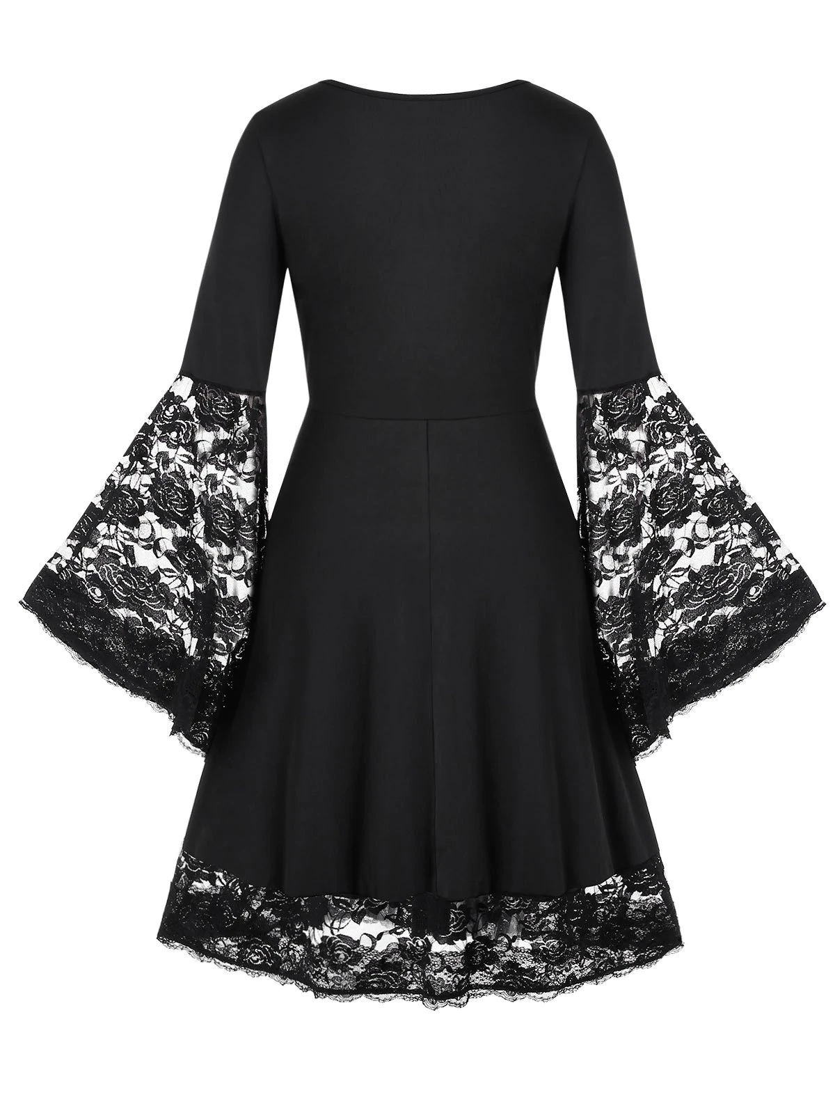 Plus Size Bell Sleeve Lace Up Flare Dress