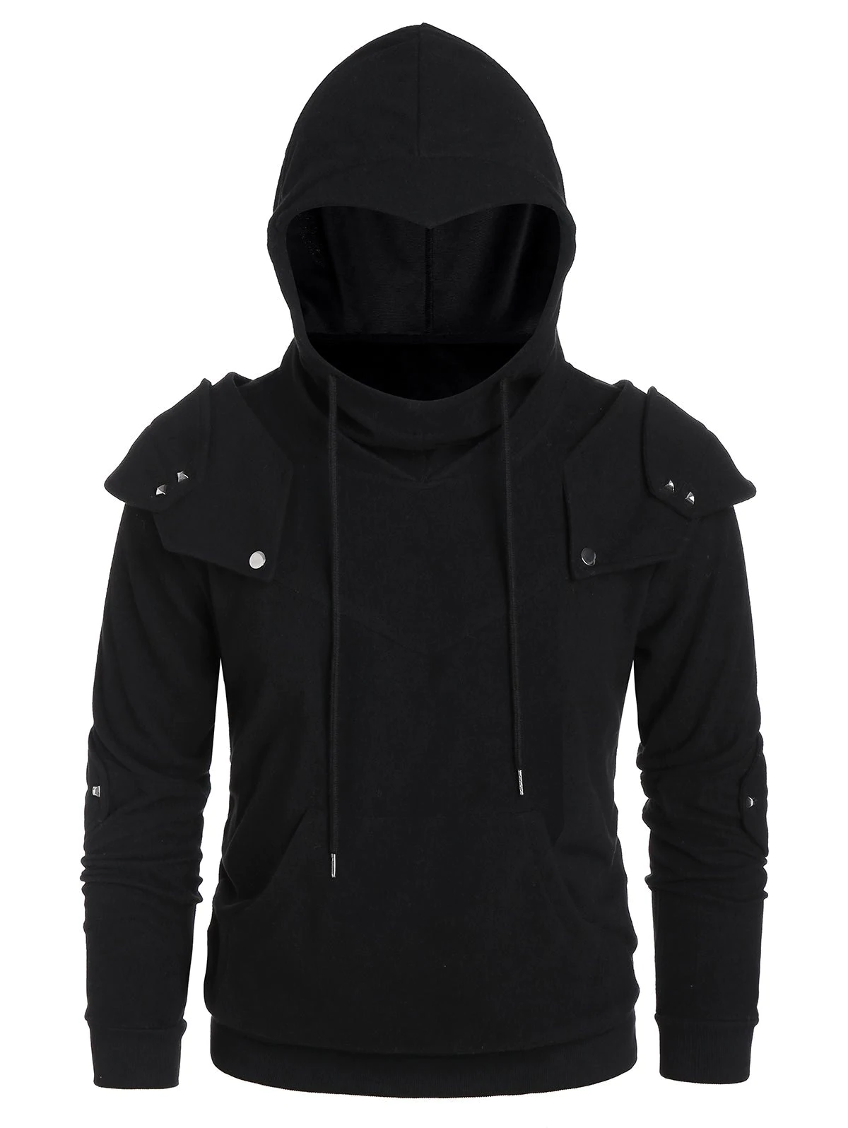 Kangaroo Pocket Rivets Knight Soldier Hoodie