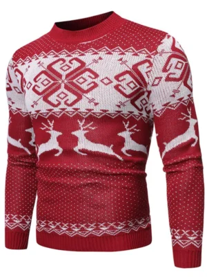 Christmas Wapiti Pattern Pullover Sweater